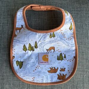 Carhartt Baby Bib - Brown and Blue animals bears deers hunting hunter baby boy!